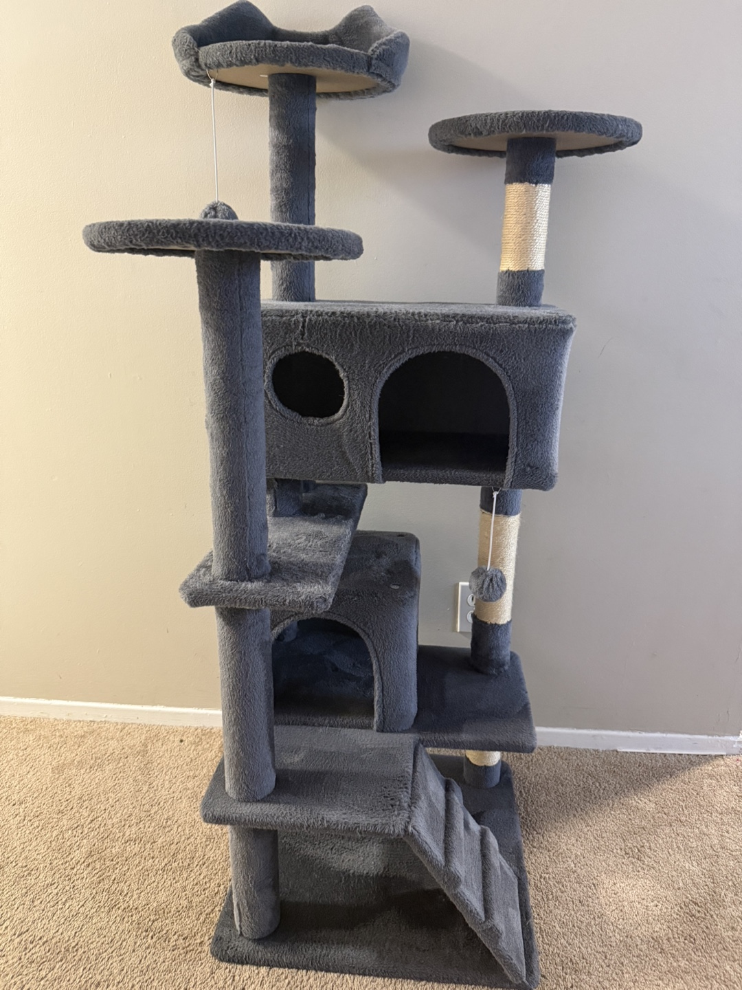 Grey Cat Tree with Scratching Posts