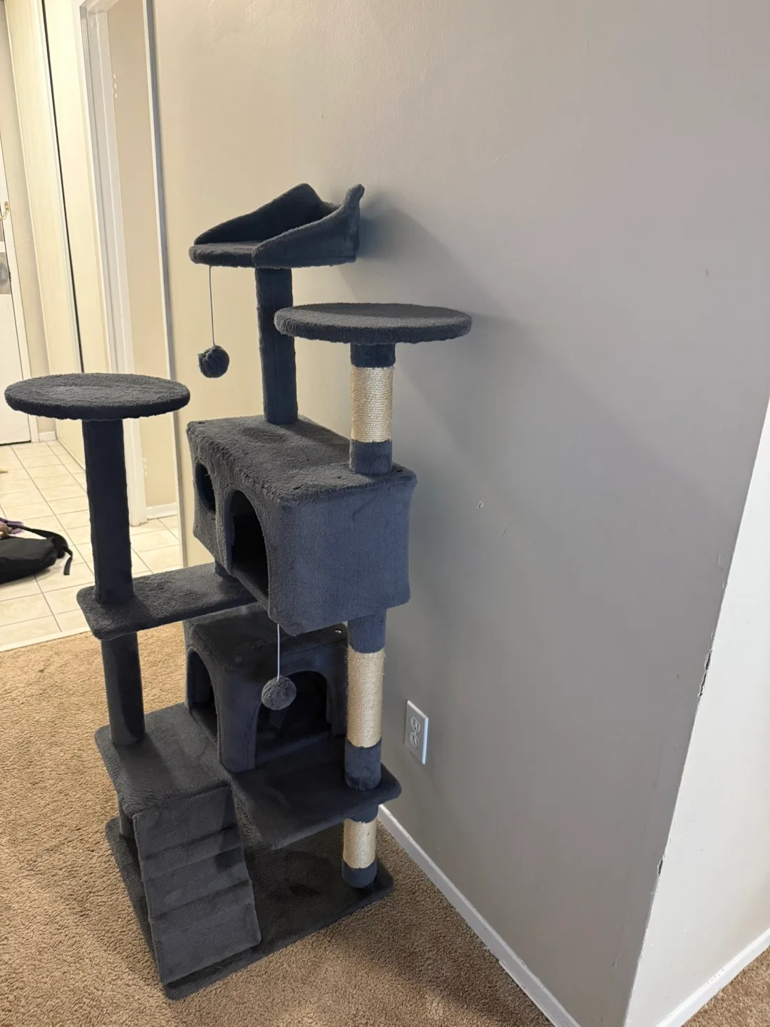 Grey Cat Tree with Scratching Posts image indicator(4)