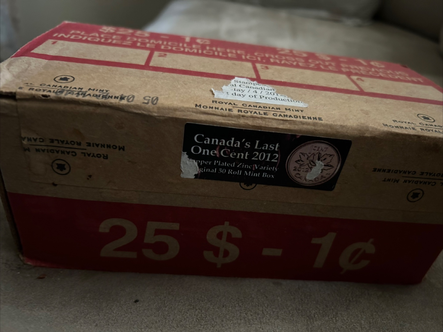 Canada's Last One Cent 2012 - 50 Roll Mint Box