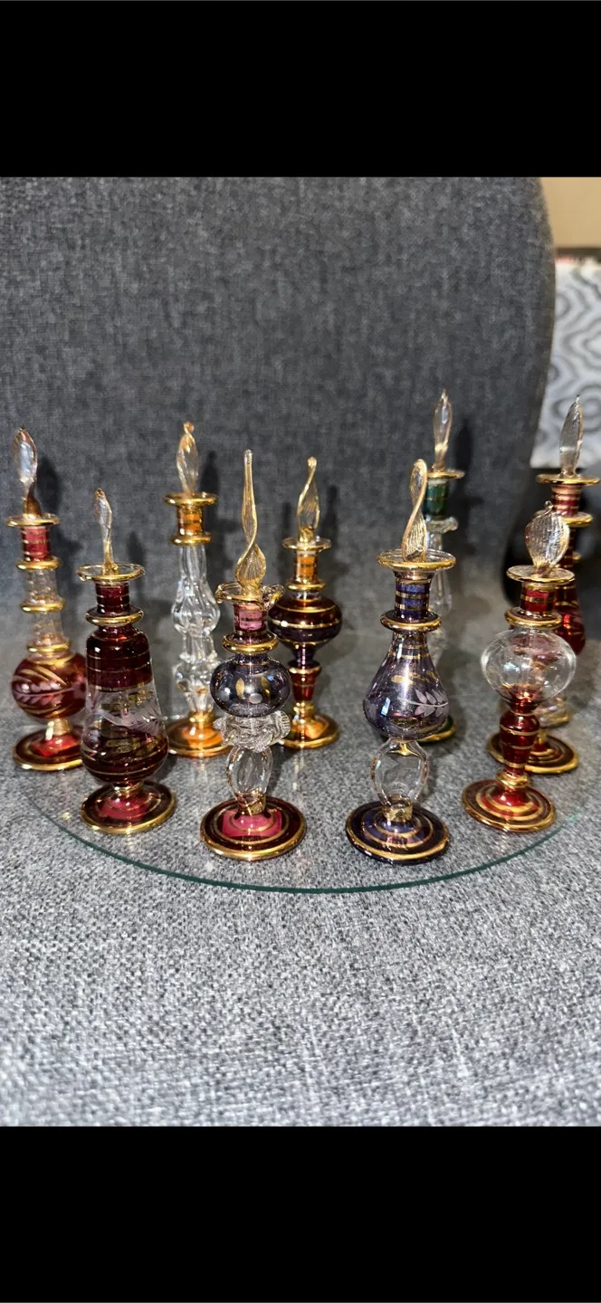 Egyptian handmade Glass Perfume Bottles (Set of 10) image indicator(2)