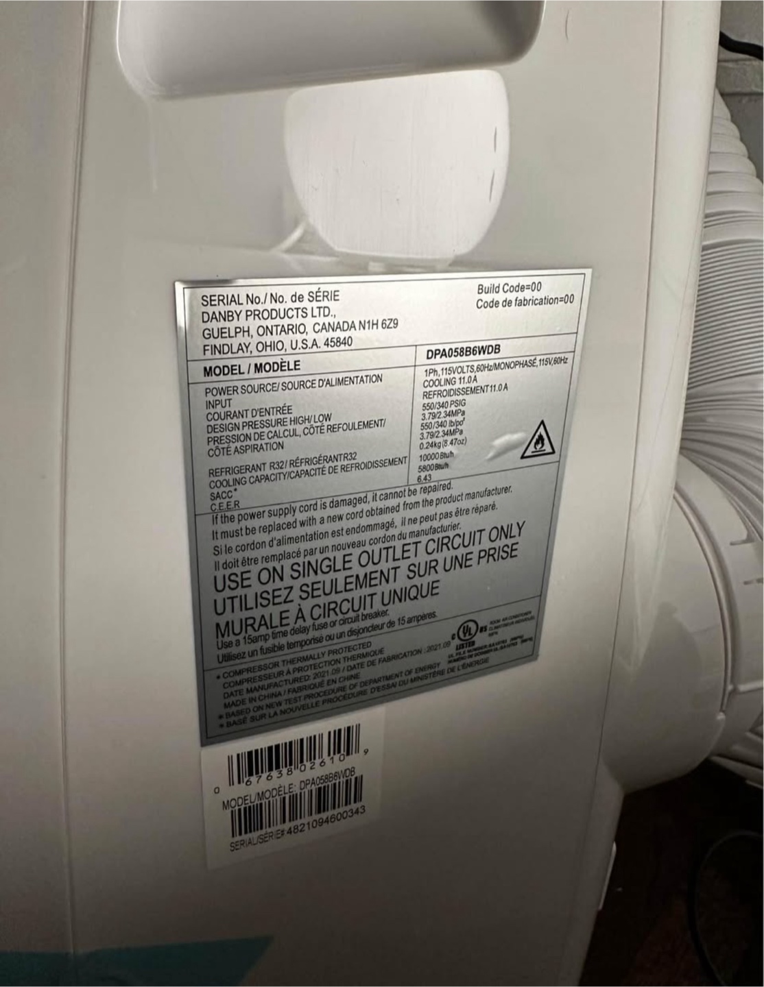 Danby Portable Air Conditioner DPAB08BWDB - photo 3