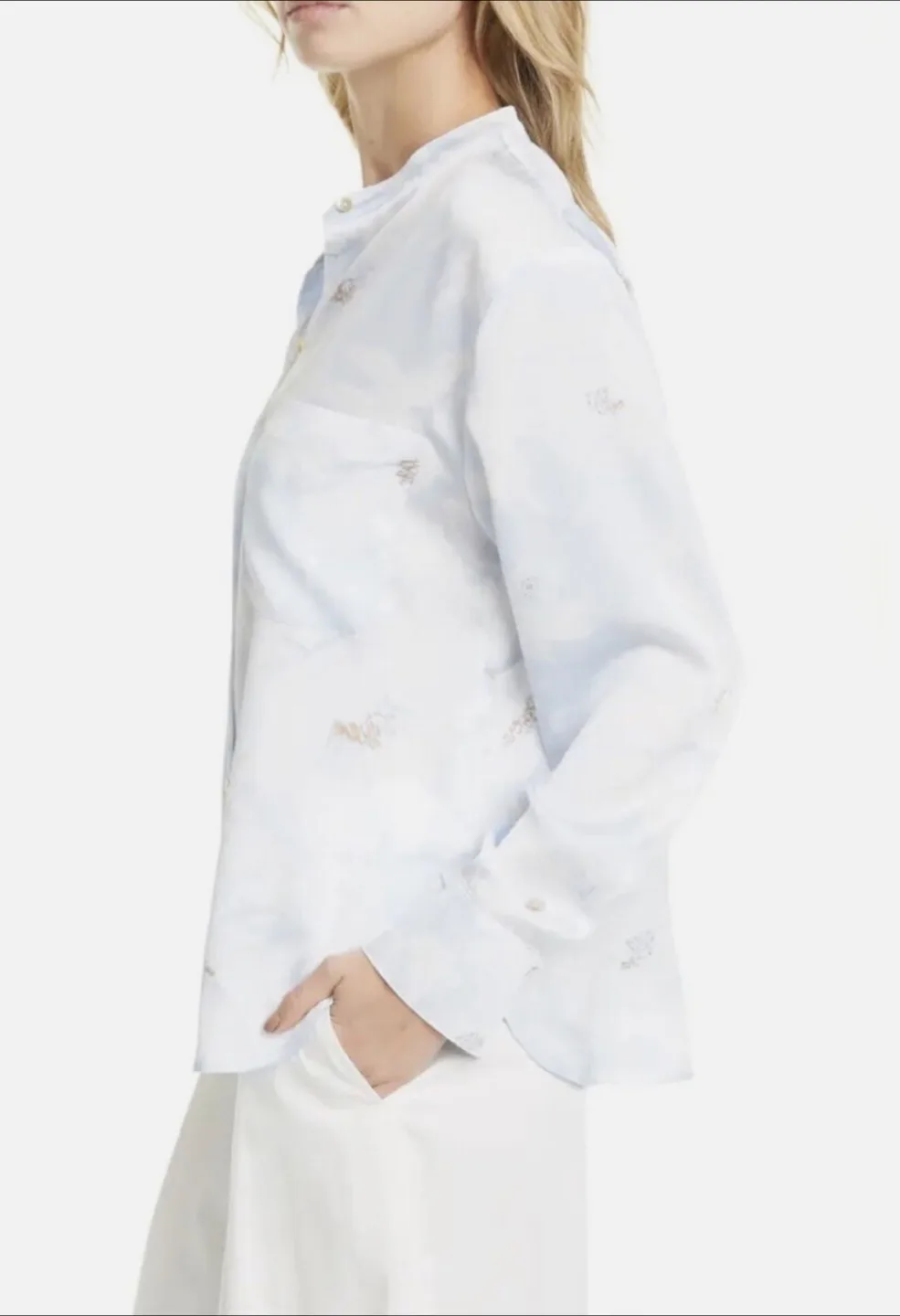 Vince Magnolia Band Collar Blouse thumbnail