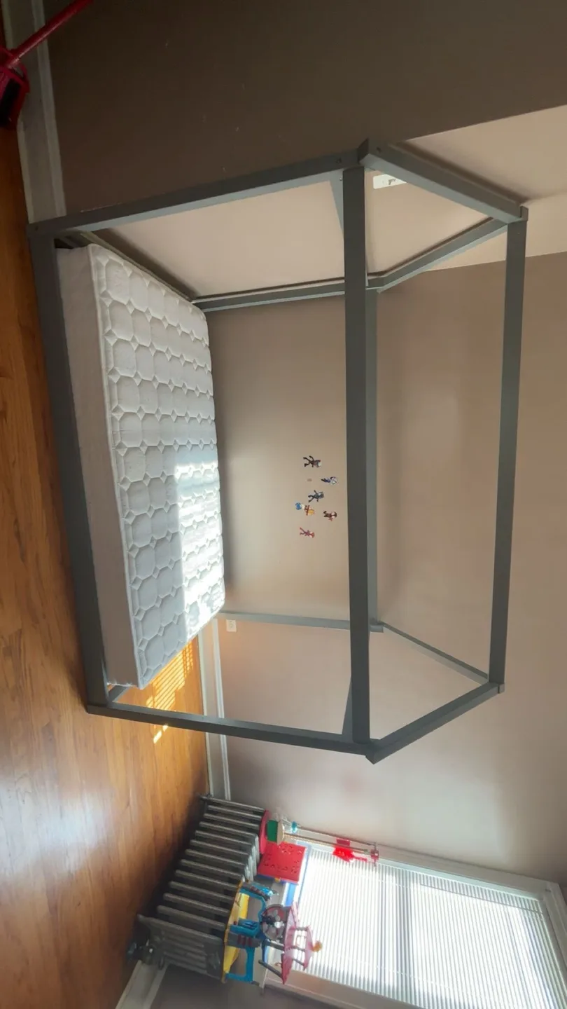 Twin Size Canopy Bed Frame - Gray thumbnail