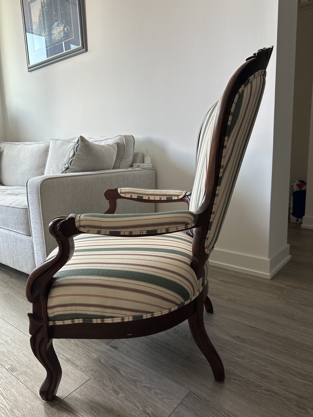 Antique Striped Accent Chair - photo 4