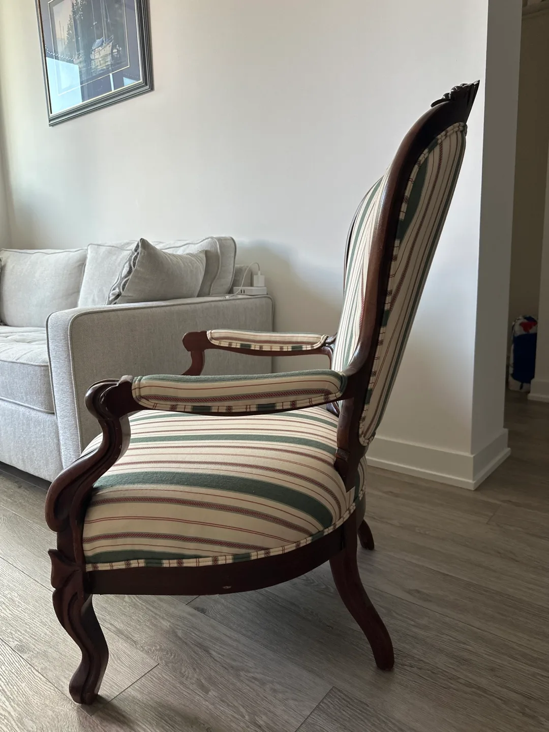 Antique Striped Accent Chair image indicator(4)