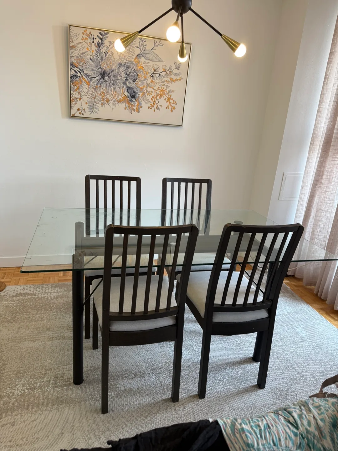 Glass top dining table with 4 chairs image indicator(2)