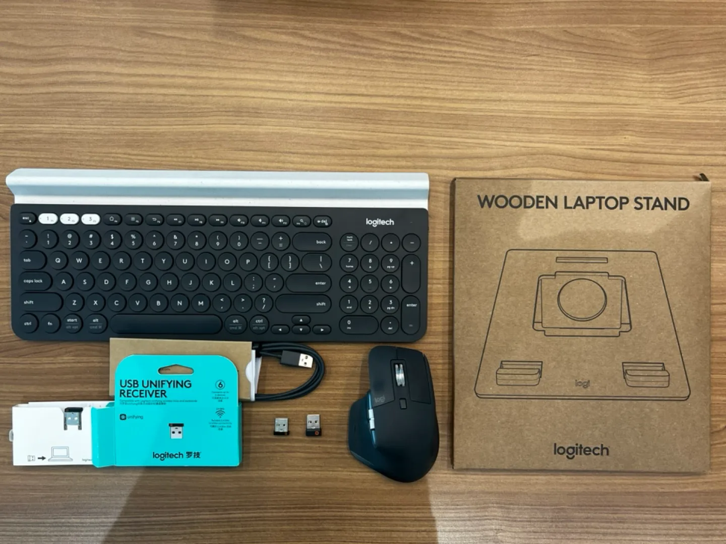 Logitech Setup – New Keyboard + Stand, Mouse, Cables & Receivers thumbnail
