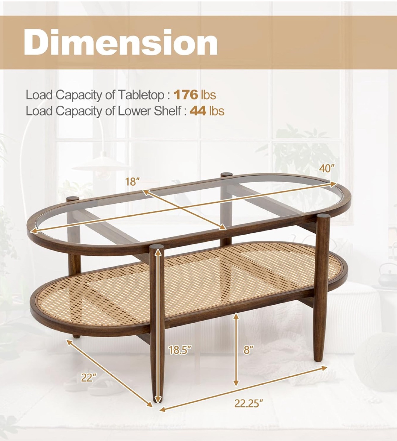 Oval Glass & Rattan Coffee Table - photo 2