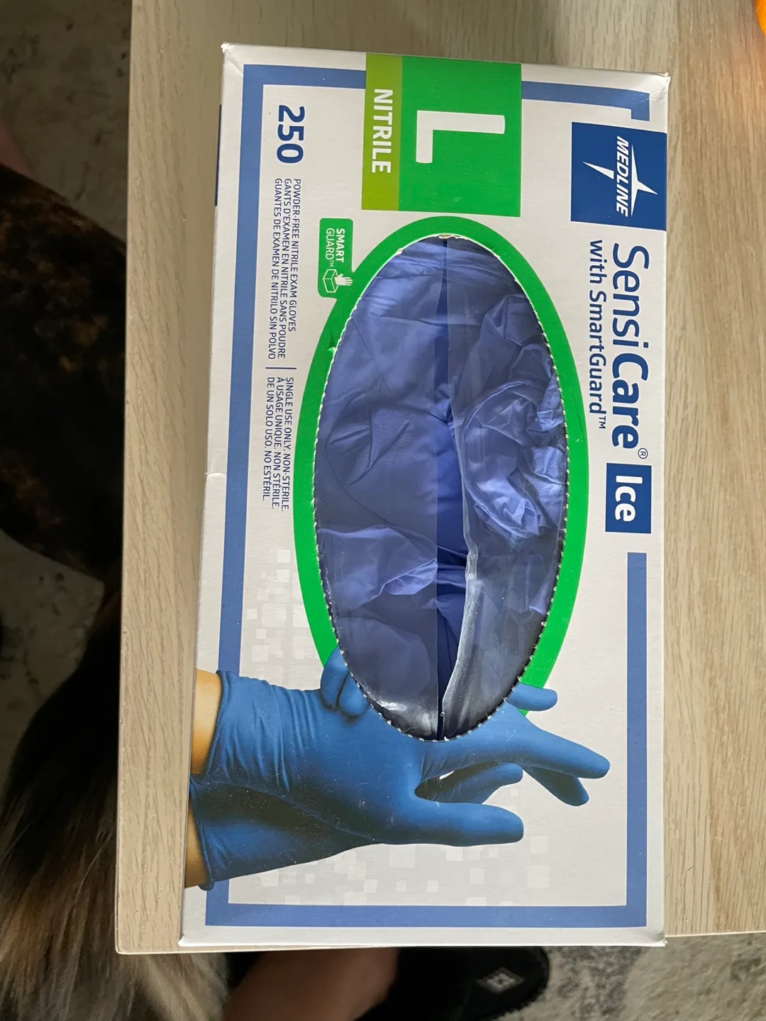 Medline SensiCare Ice Nitrile Gloves - Size L thumbnail