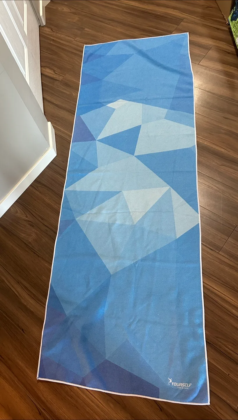 YOURSELF Yoga mat Towel - Blue Geometric Pattern image indicator(2)