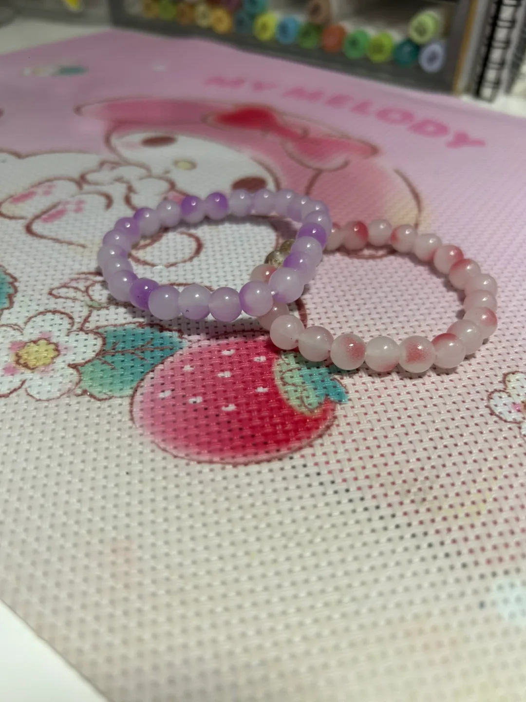 Beaded Bracelets - Pink & Purple ($2 each) thumbnail