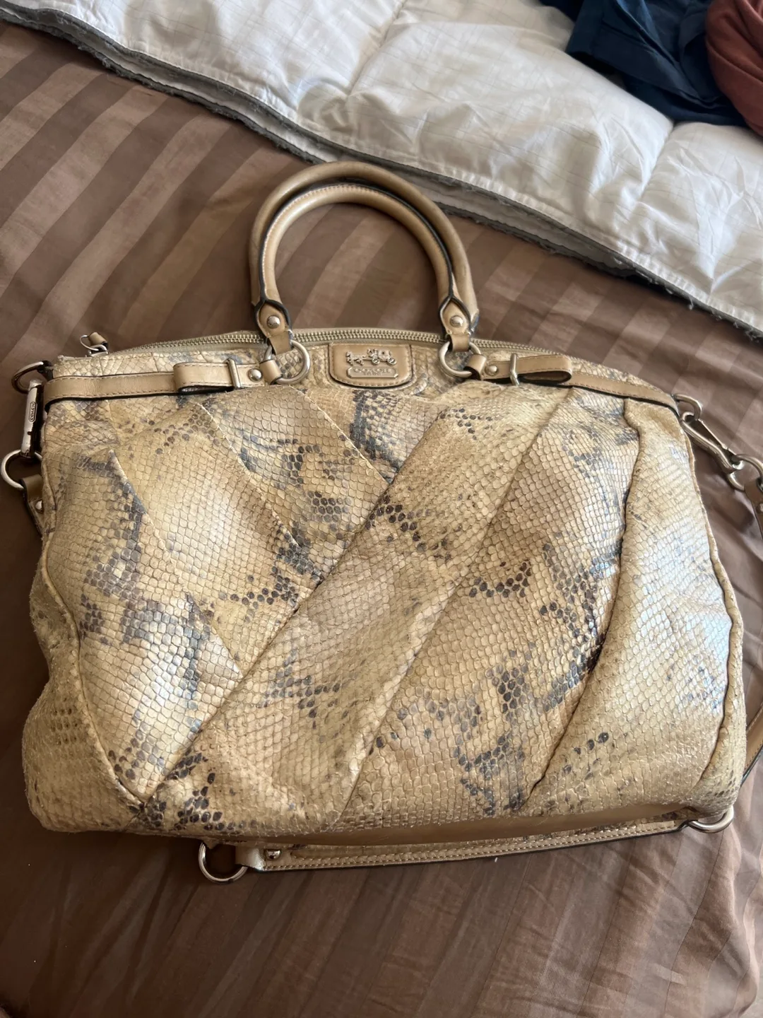 Coach Snakeskin Print Satchel thumbnail