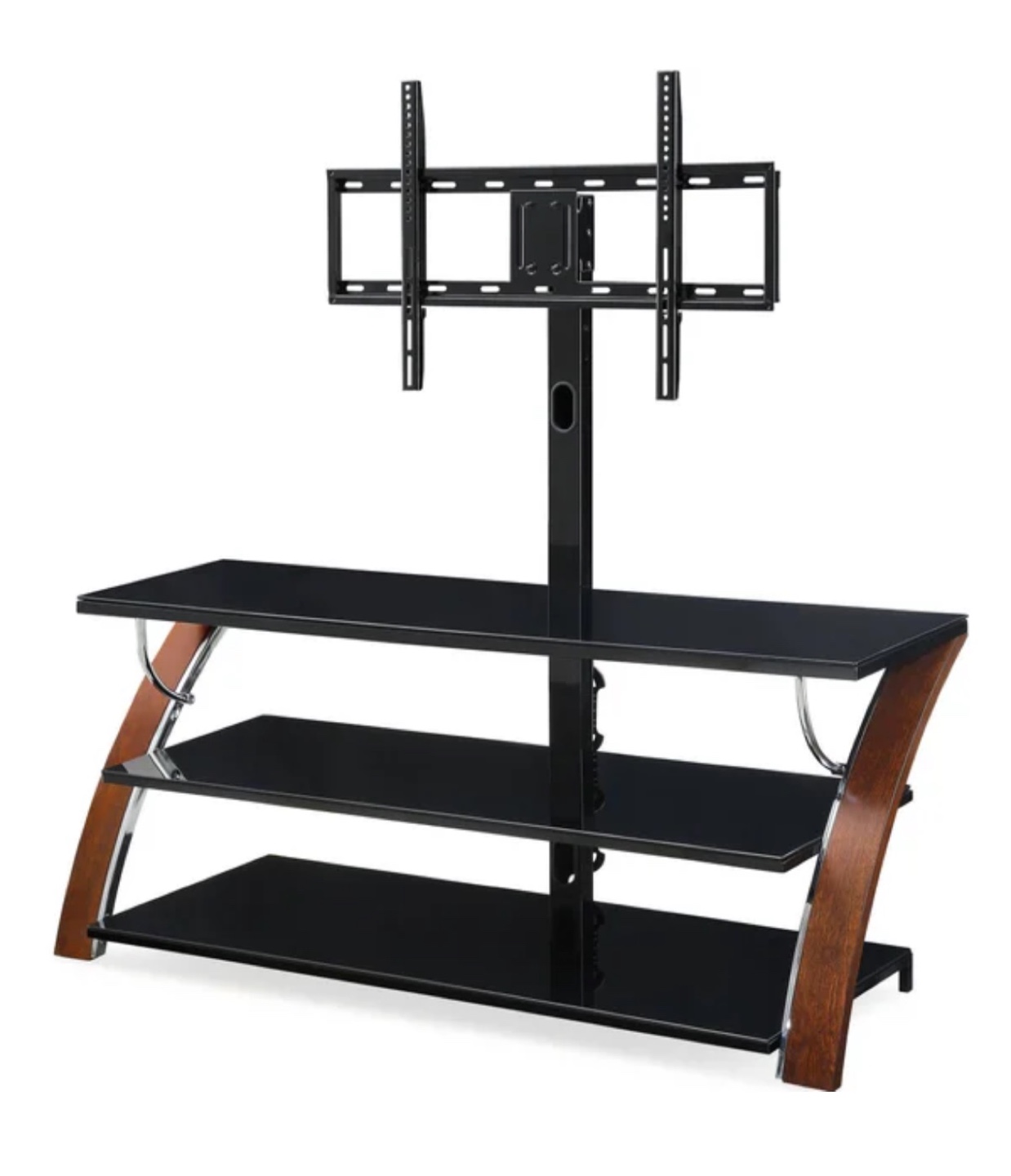 Modern Black Glass TV Stand with Mount