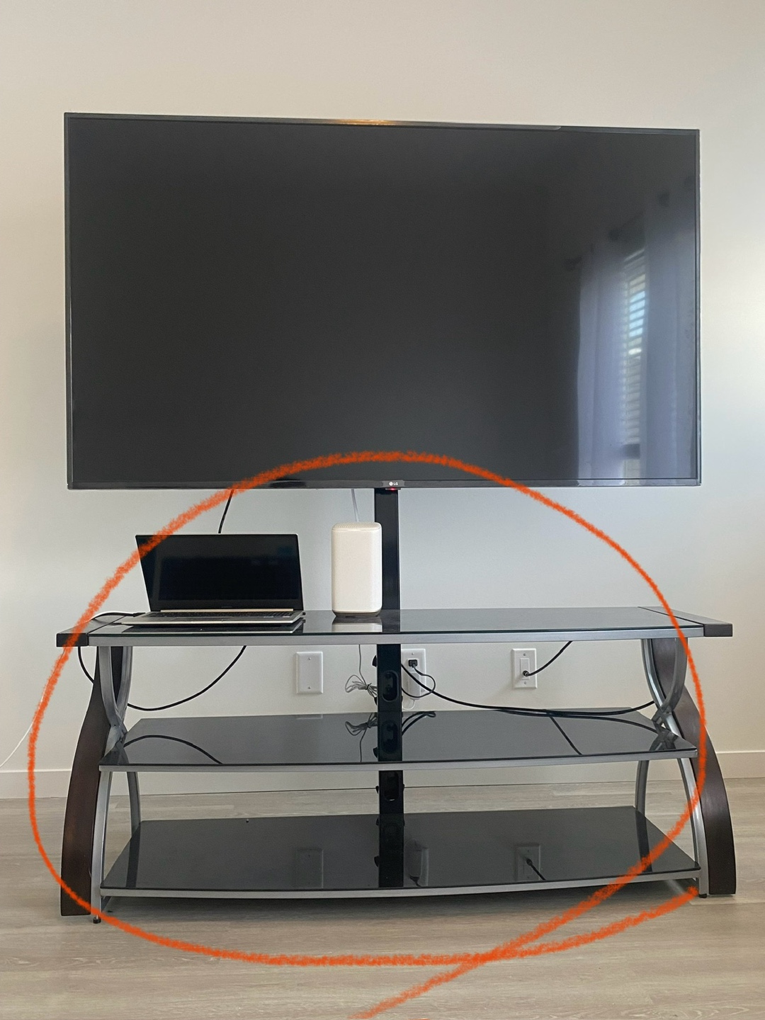 Modern Black Glass TV Stand with Mount - photo 2