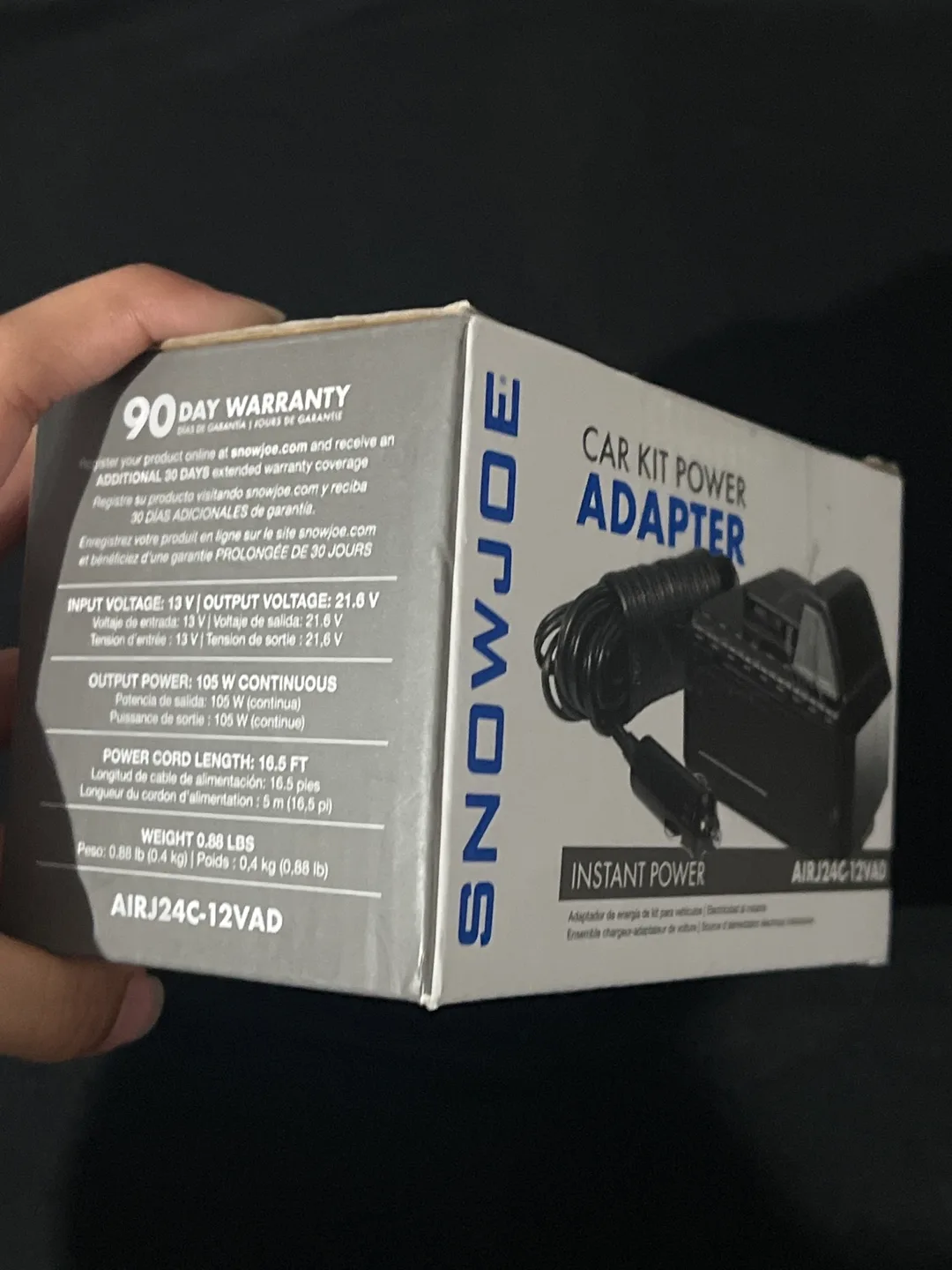 Snow Joe AIRJ24C-12VAD Car Kit Power Adapter - New 🇨🇦 image indicator(5)