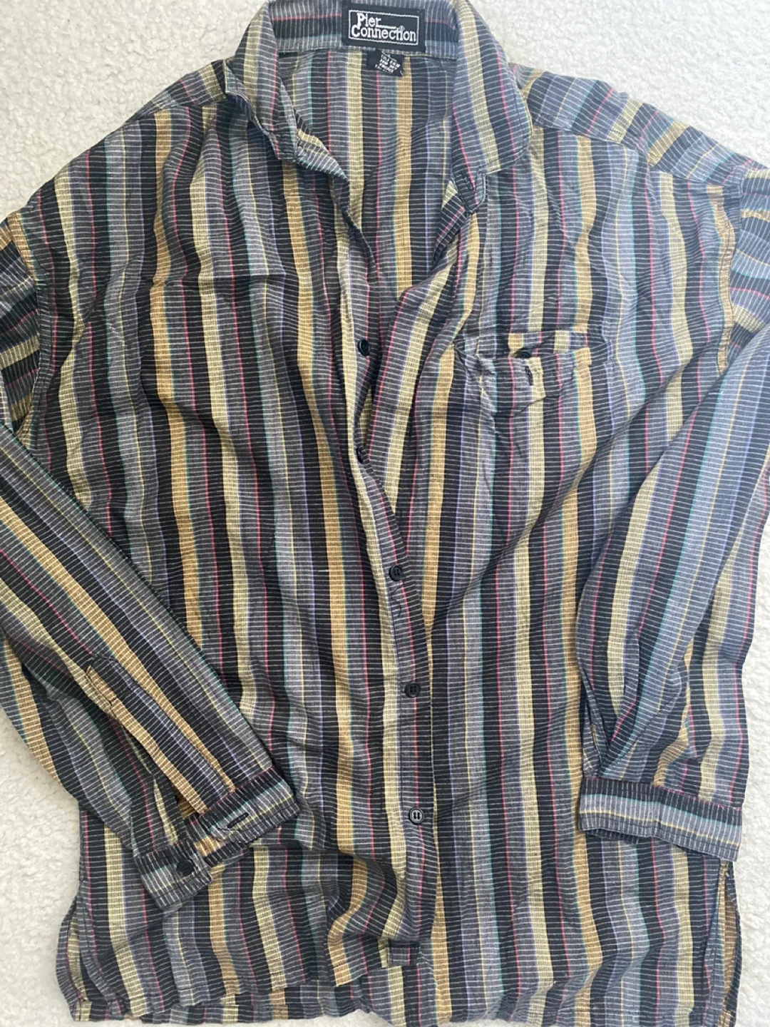 Pier Connection Striped Long Sleeve Shirt 🇨🇦 Size M thumbnail