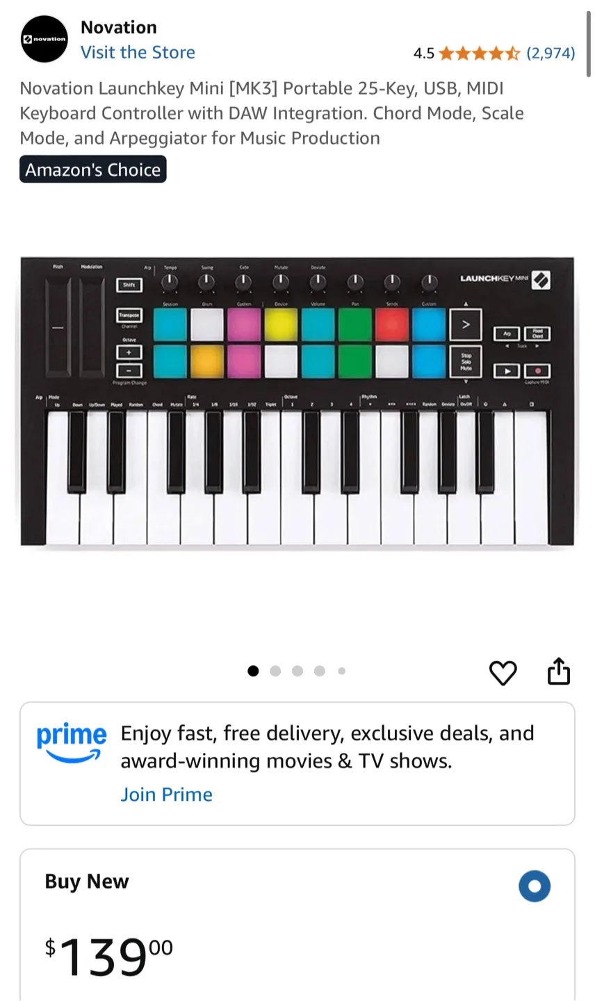 Novation Launchkey Mini MK3 MIDI Keyboard image indicator(3)