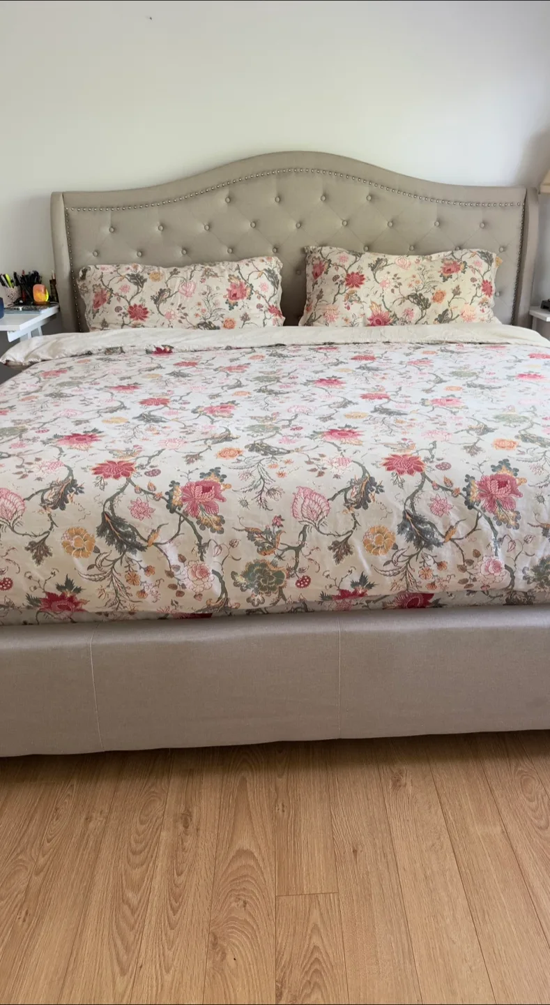 King frame,mattress,pillows,duvet cover,duvet thumbnail