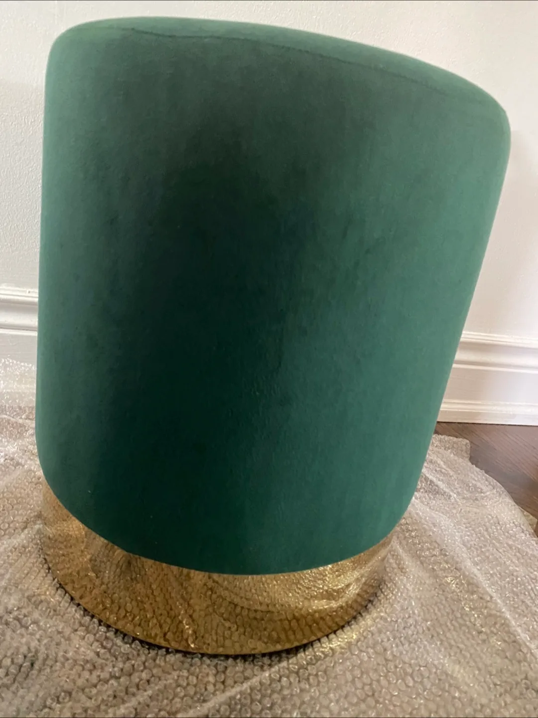 Green Velvet Ottoman with Gold Base - New! image indicator(2)