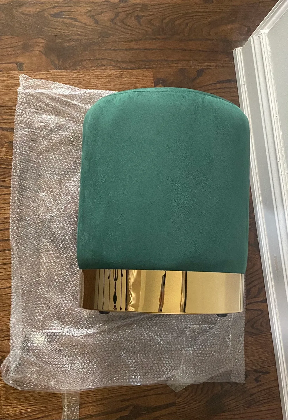 Green Velvet Ottoman with Gold Base - New! image indicator(4)