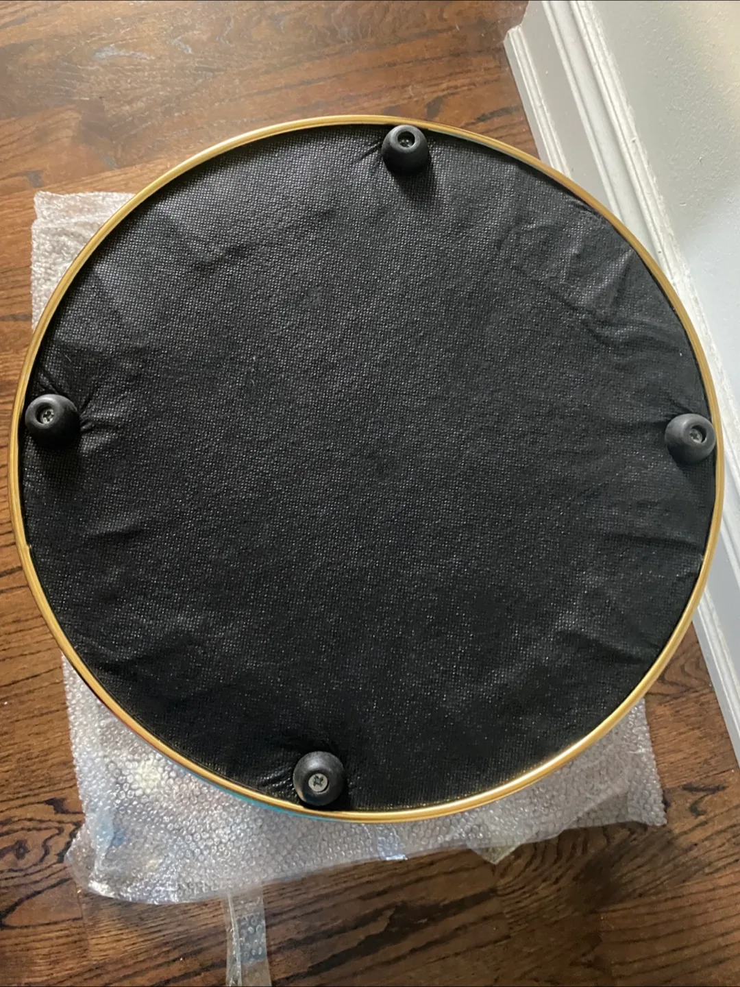 Green Velvet Ottoman with Gold Base - New! image indicator(5)