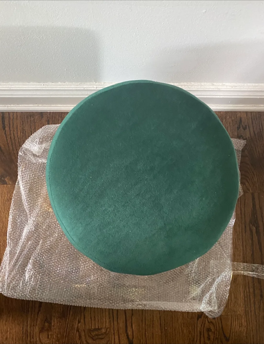Green Velvet Ottoman with Gold Base - New! image indicator(3)