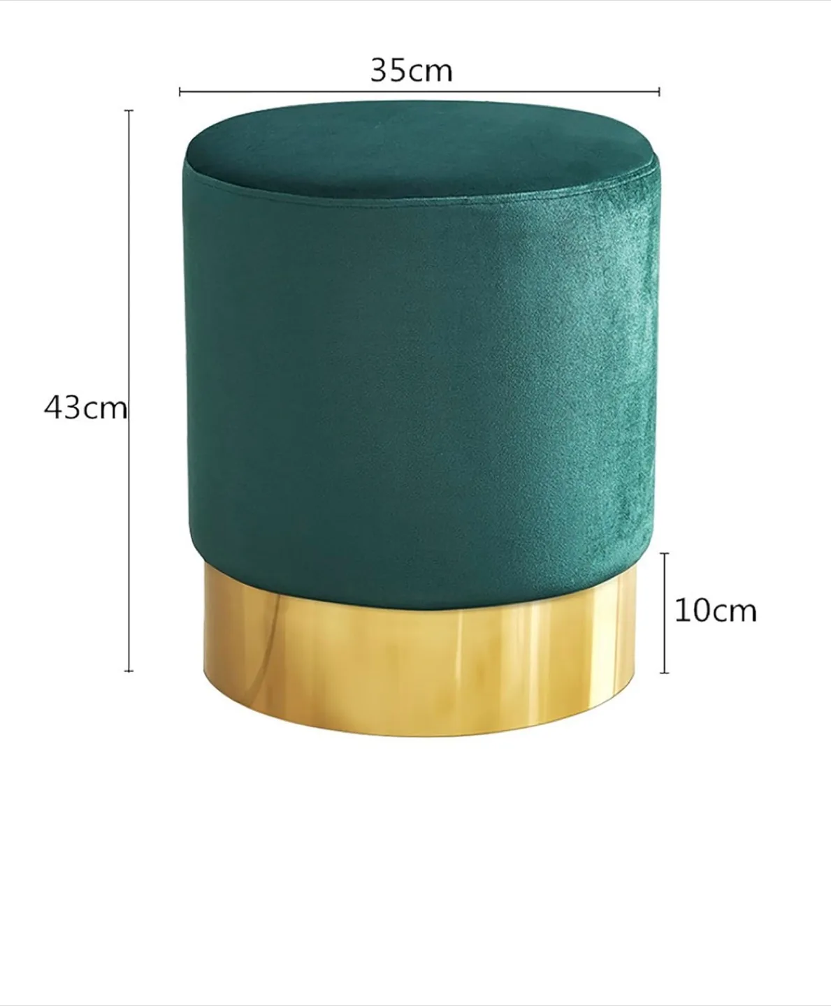 Green Velvet Ottoman with Gold Base - New! image indicator(9)