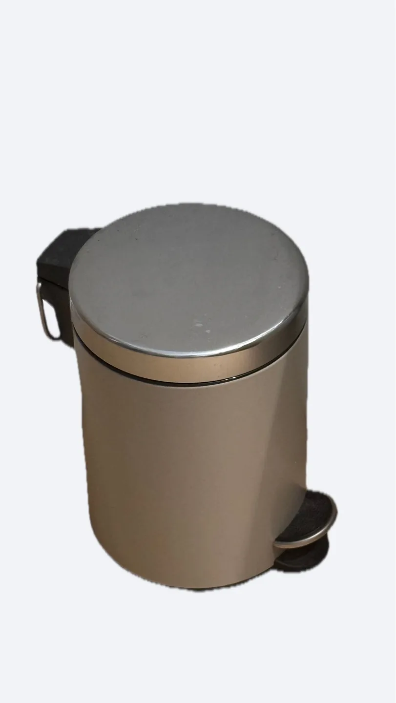 Silver & Beige Pedal Trash Can thumbnail