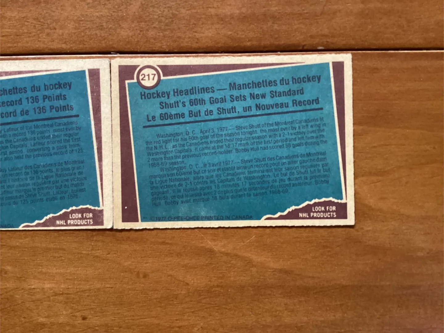 1977-78 OPC GUY LAFLEUR Card 214 & STEVE SHUTT Card 217 image indicator(6)