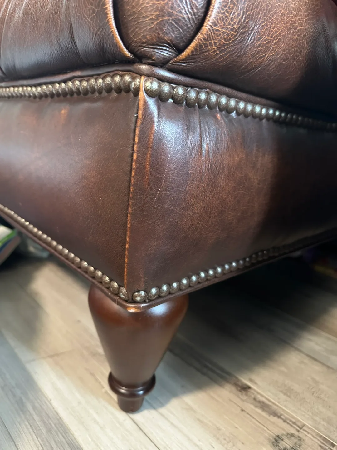 Brown Leather Ottoman thumbnail