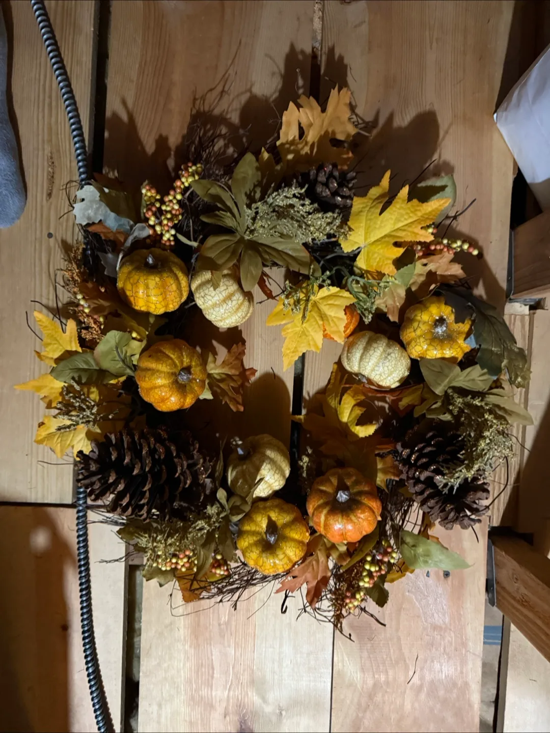 Fall Wreath with Pumpkins & Pinecones thumbnail