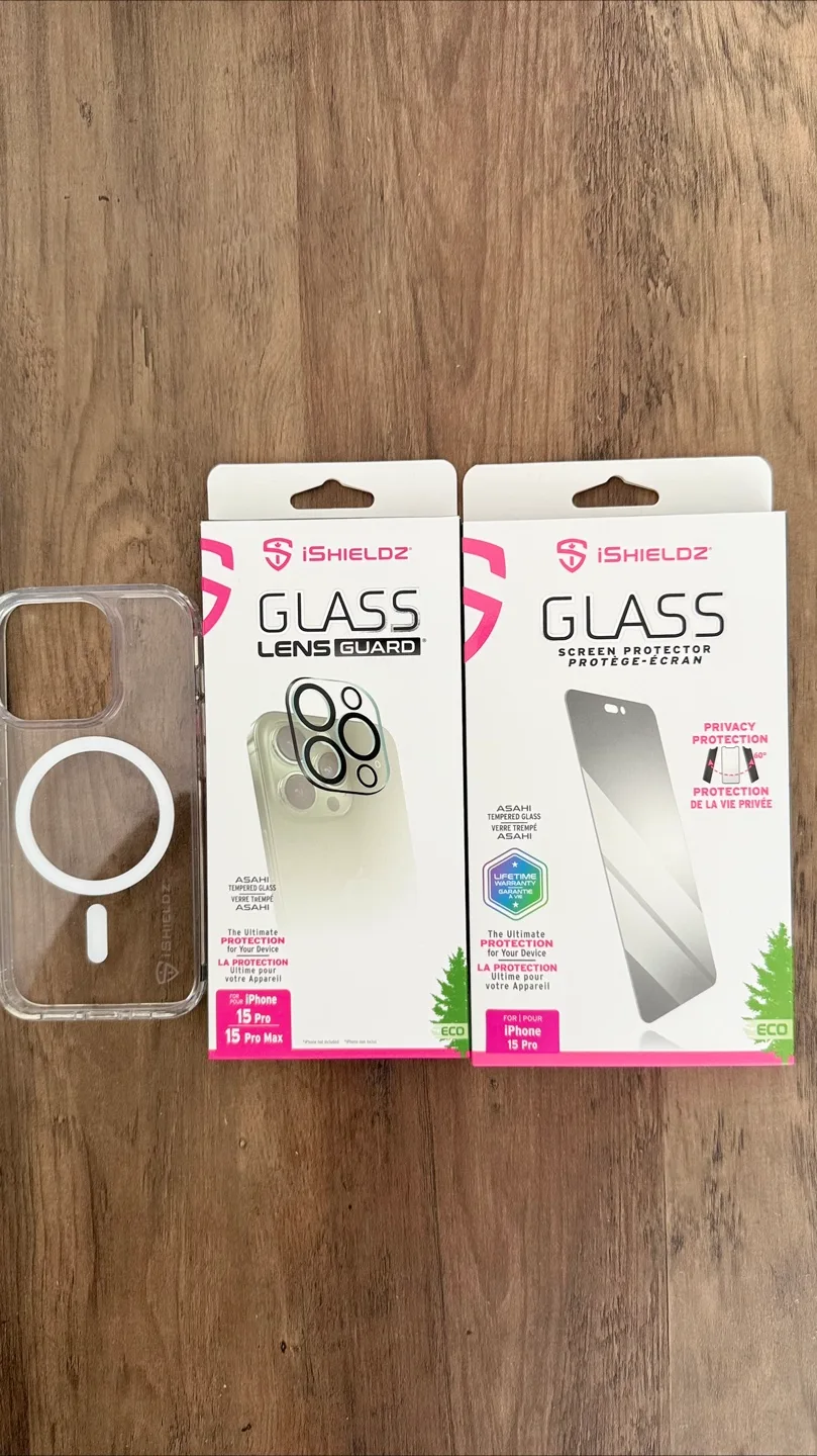 iShieldz iPhone 15 Pro Screen Protector & Lens Guard and case thumbnail