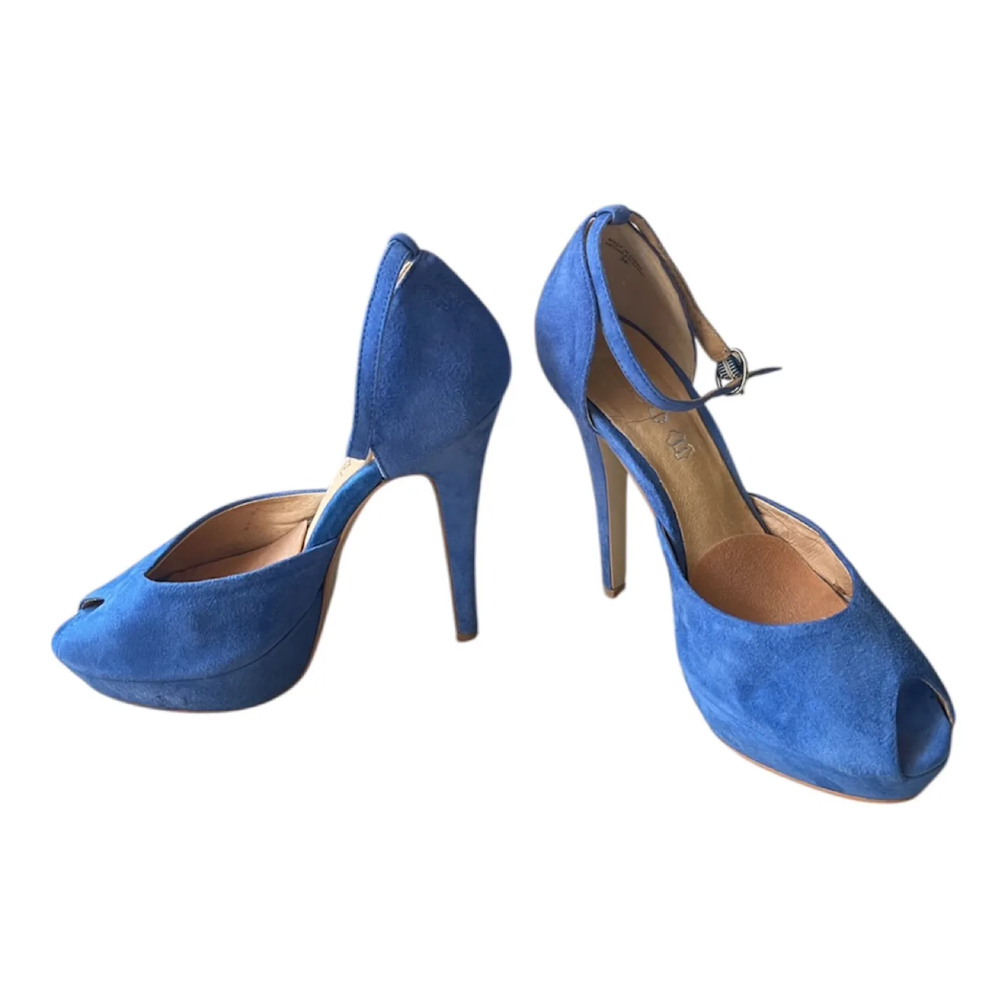 Vintage Y2K 2000s High Heels Blue Suede thumbnail