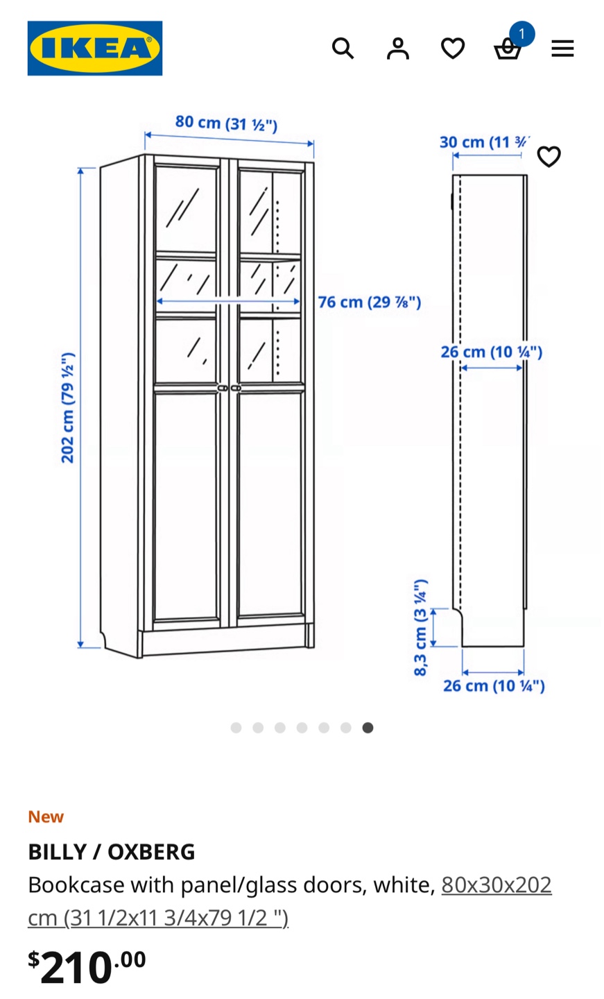 IKEA Billy/Oxberg White Bookcase with Glass Doors - photo 4