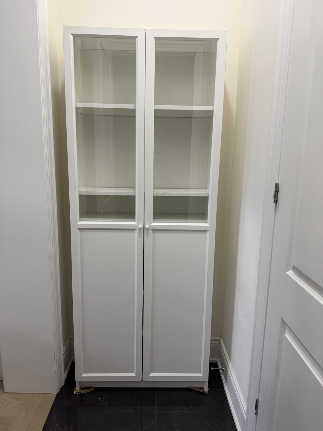 IKEA Billy/Oxberg White Bookcase with Glass Doors