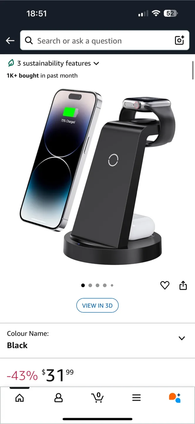 3-in-1 Wireless Charging Stand - Black image indicator(4)
