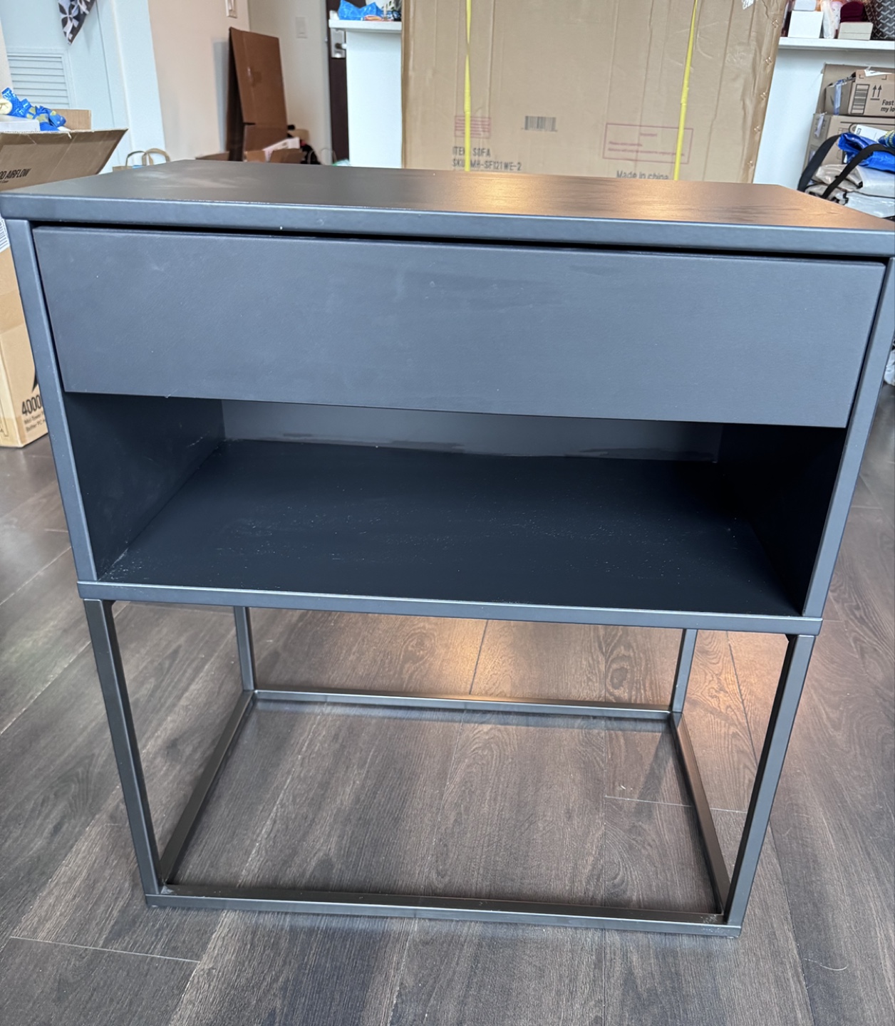 Black Nightstand with Drawer