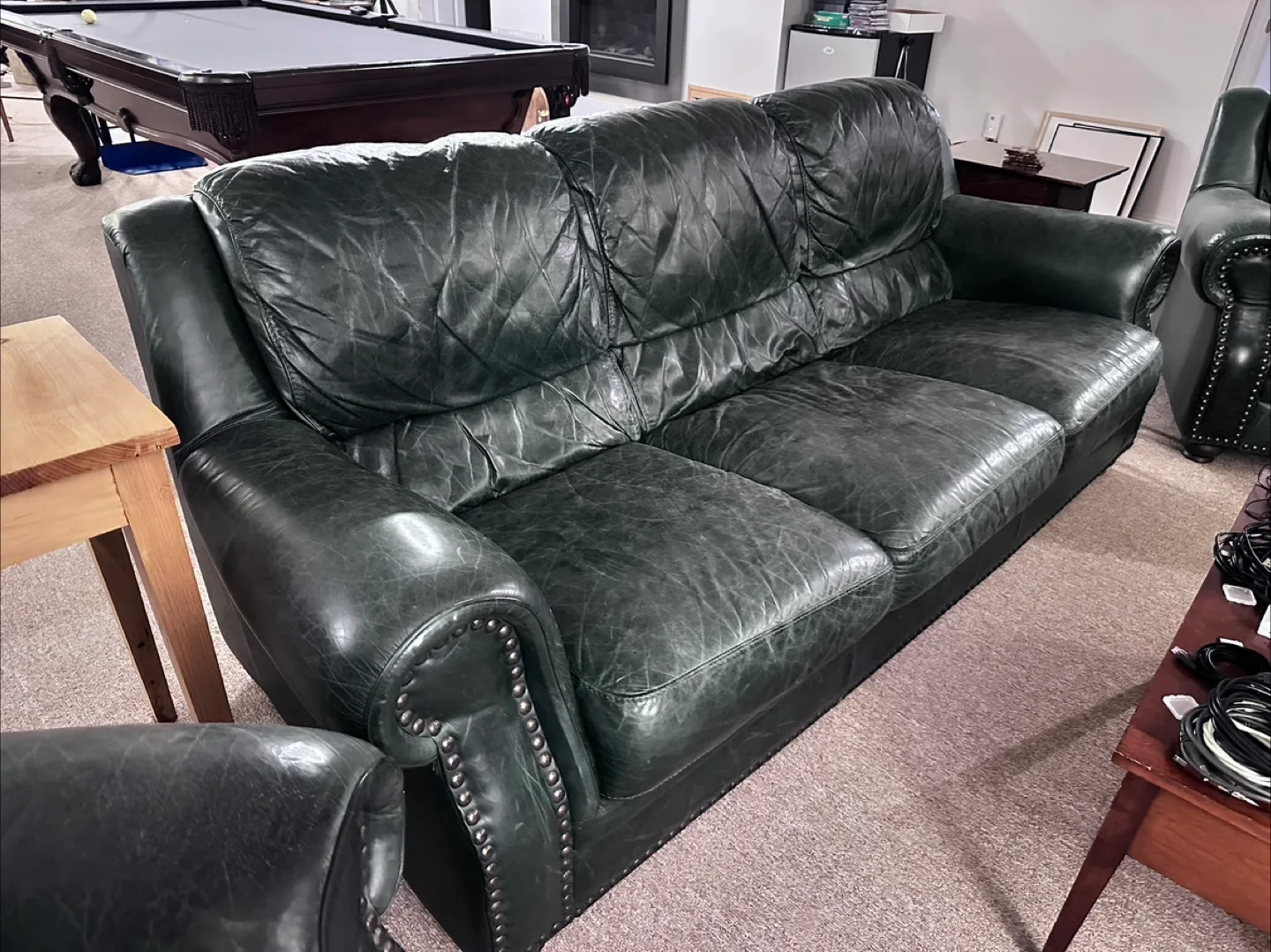 Leather Sofa and Armchair Set - Green thumbnail