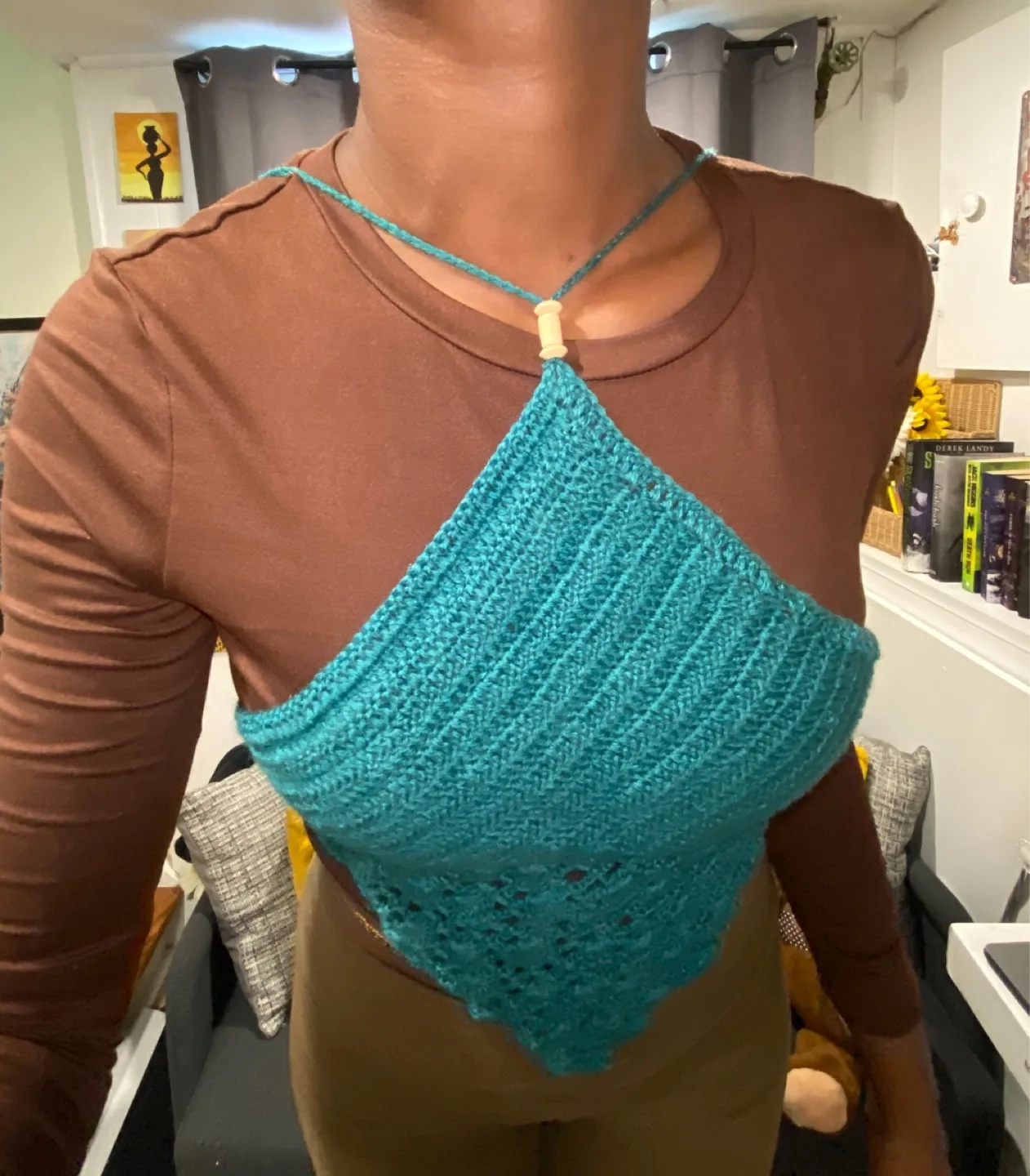 Handmade Turquoise Crochet Halter Top thumbnail