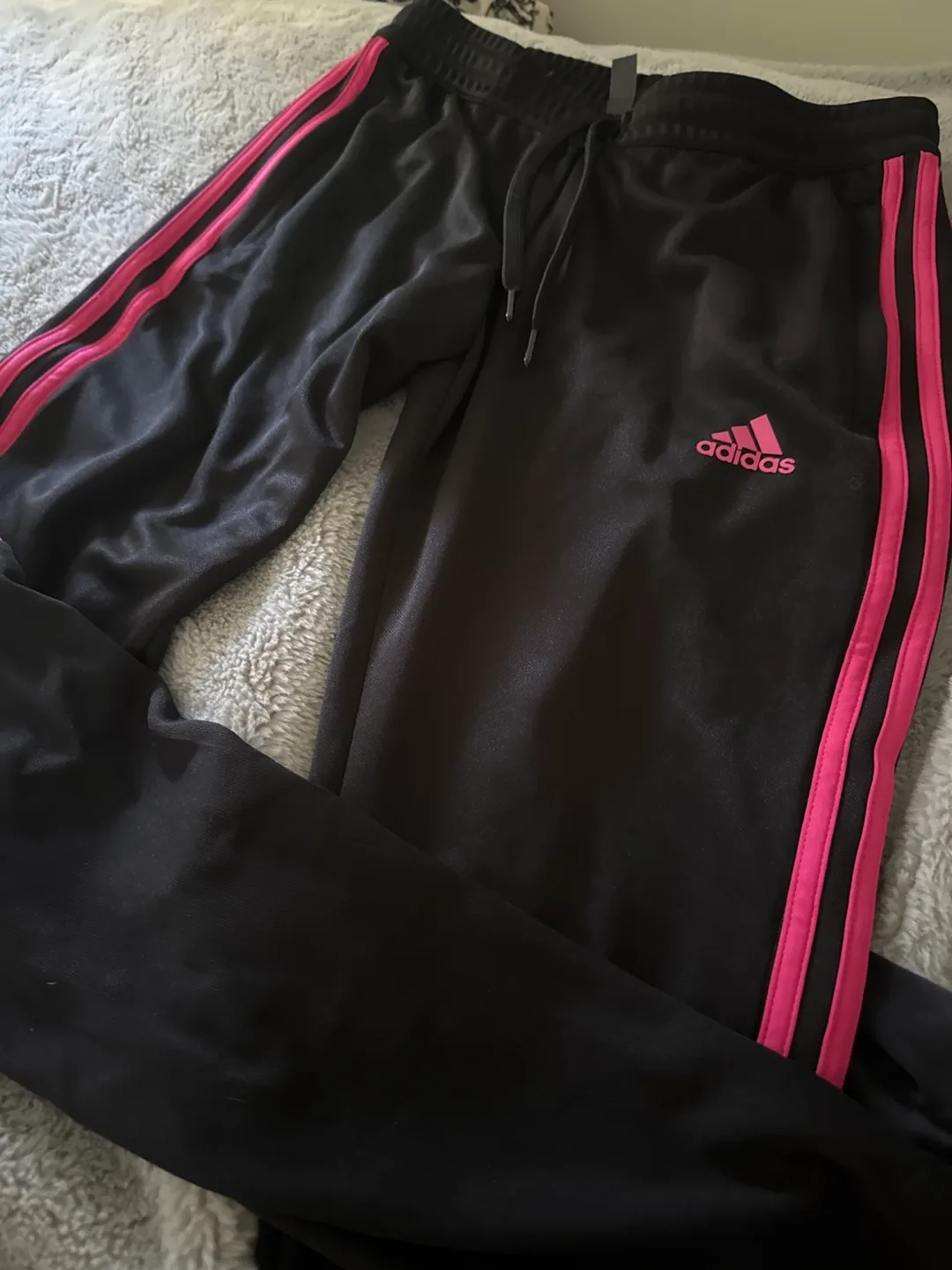 Adidas Black & Pink Stripe Track Pants thumbnail