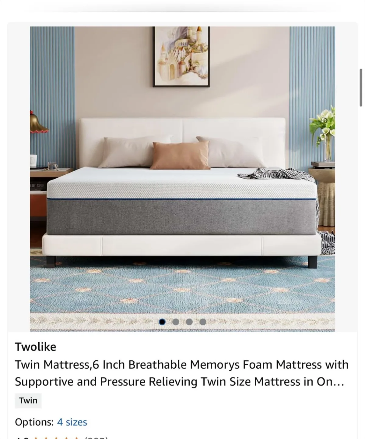 Twolike Twin 6-Inch Memory Foam Mattress thumbnail