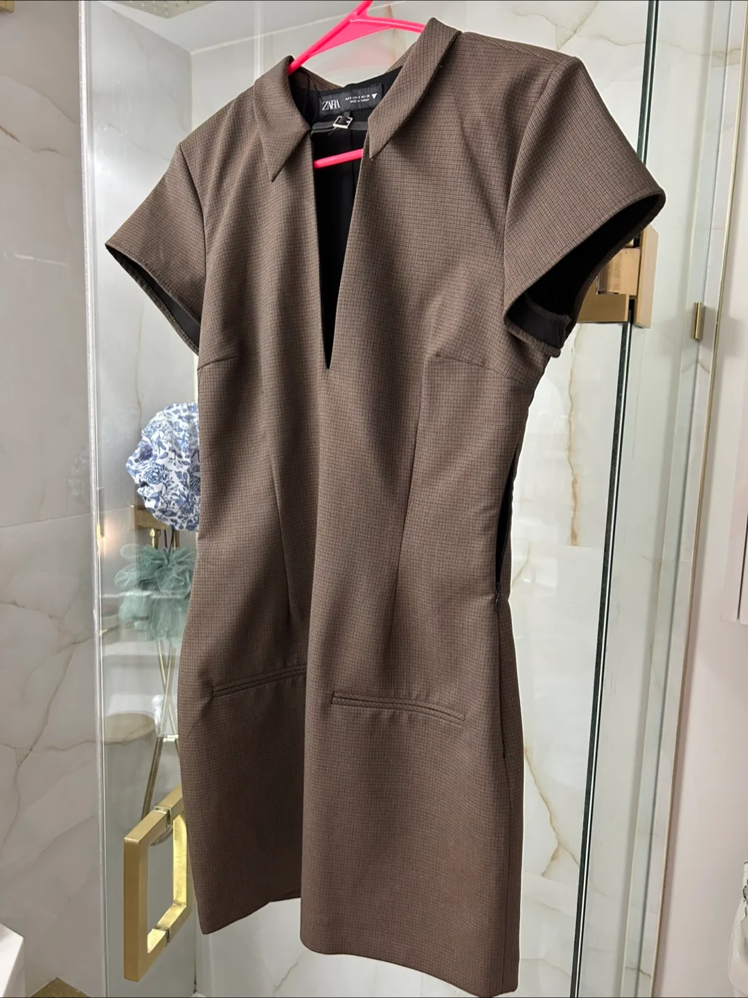 Zara Brown Mini Dress - Size S thumbnail