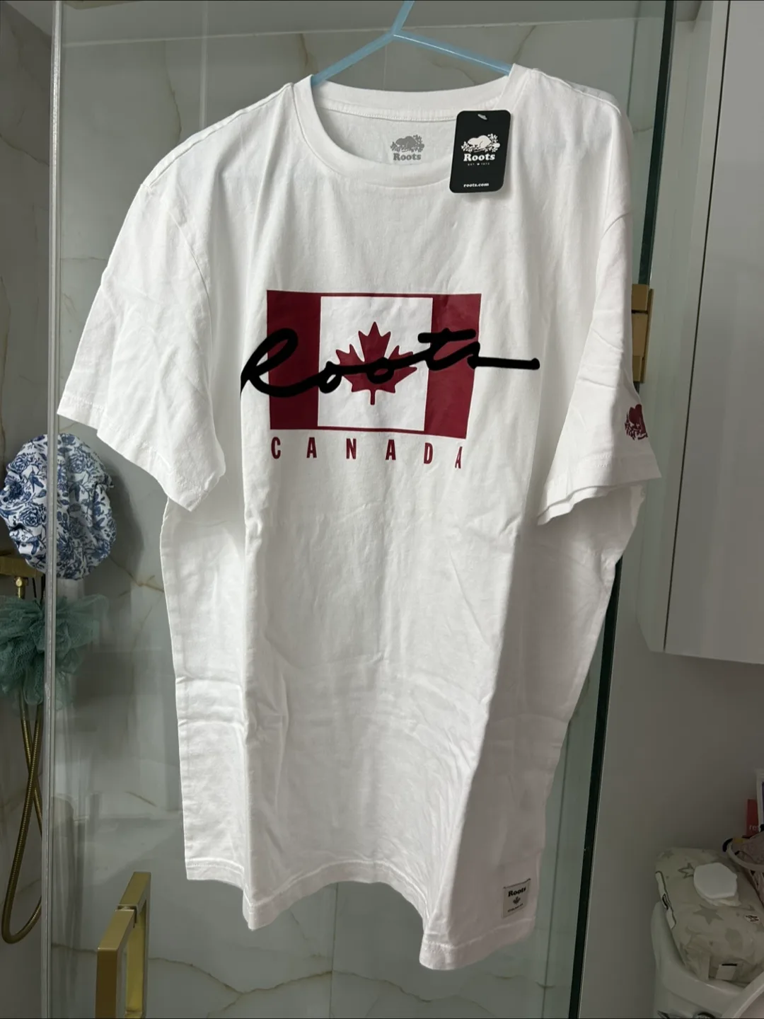 Roots Canada Script T-Shirt - White, Size L/G thumbnail