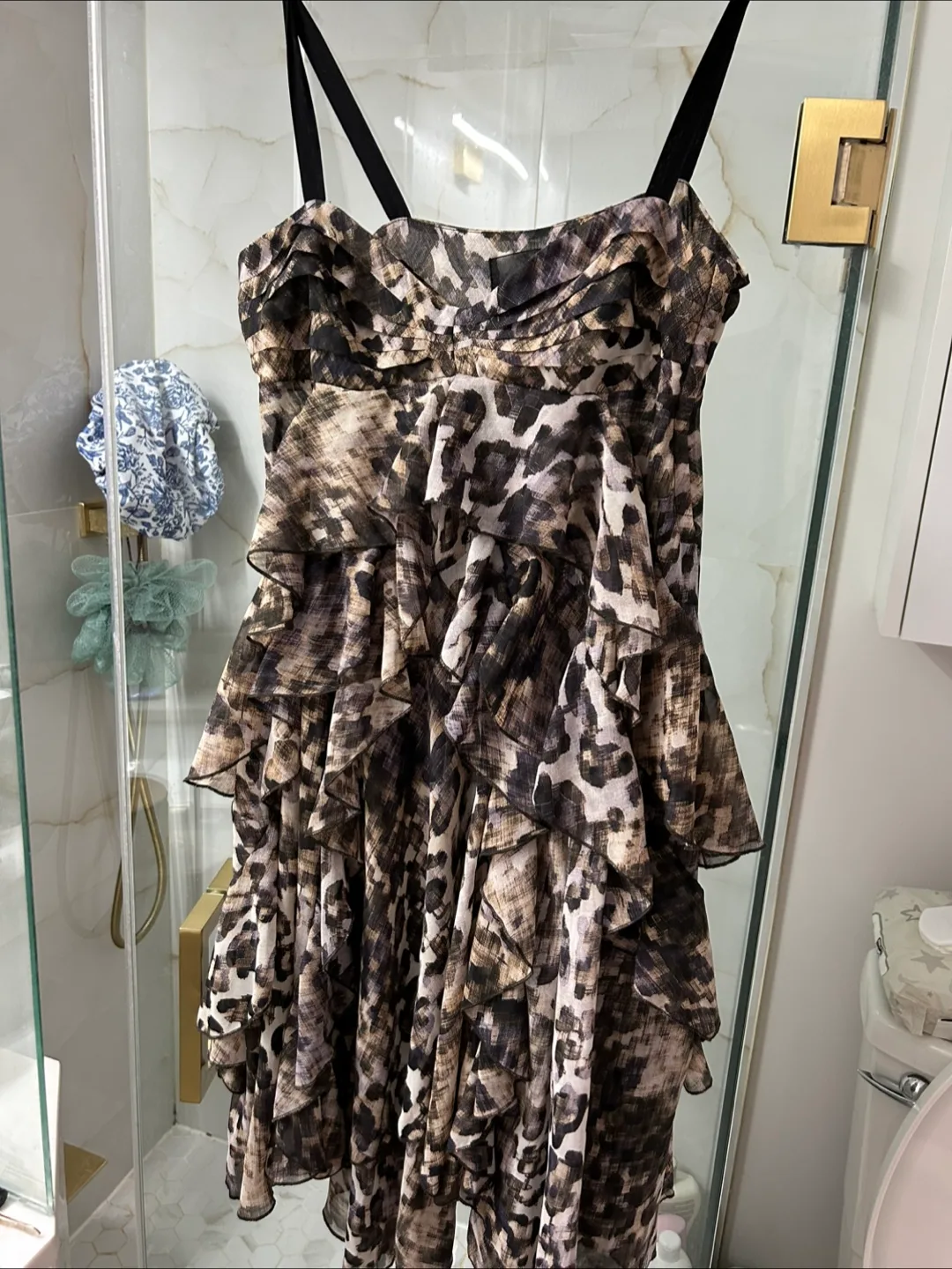 H&M Leopard Print Ruffle Dress - Size M thumbnail