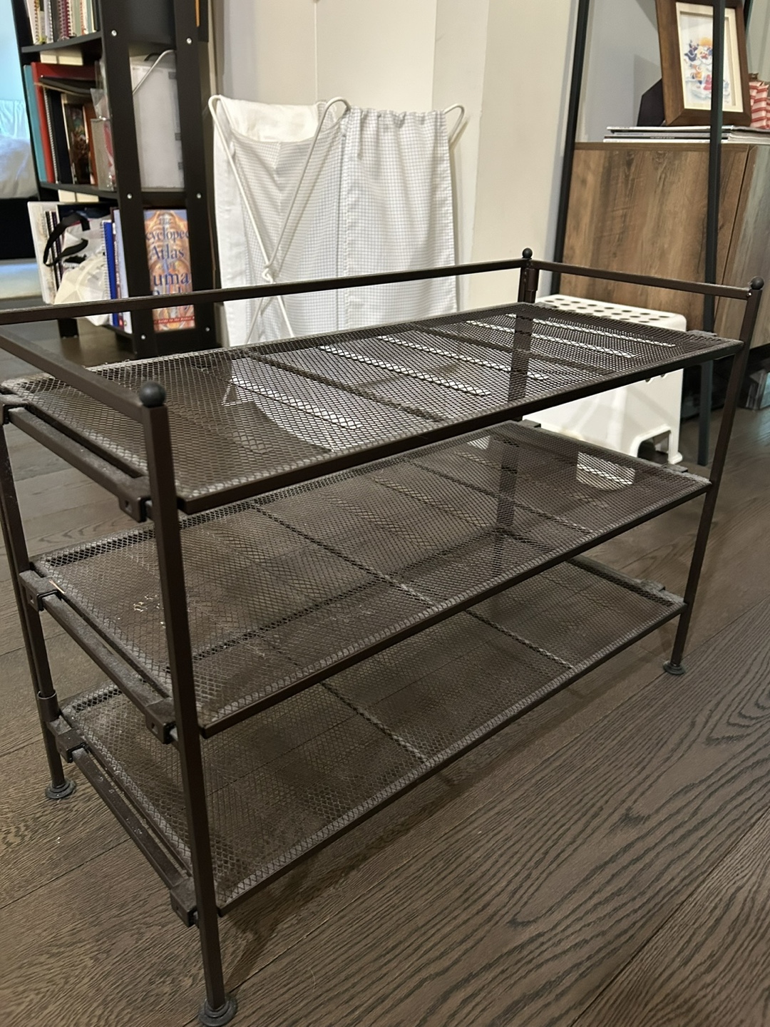 Metal Mesh 3-Tier Shoe Rack  - Brown - photo 2