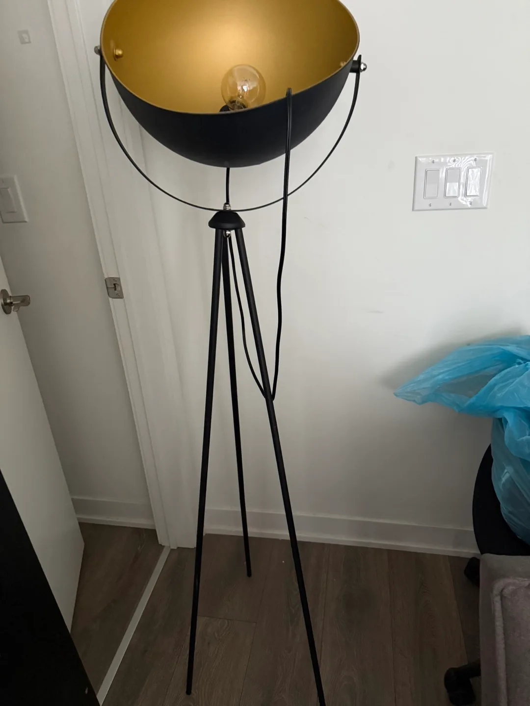 Black and Gold Tripod Floor Lamp thumbnail
