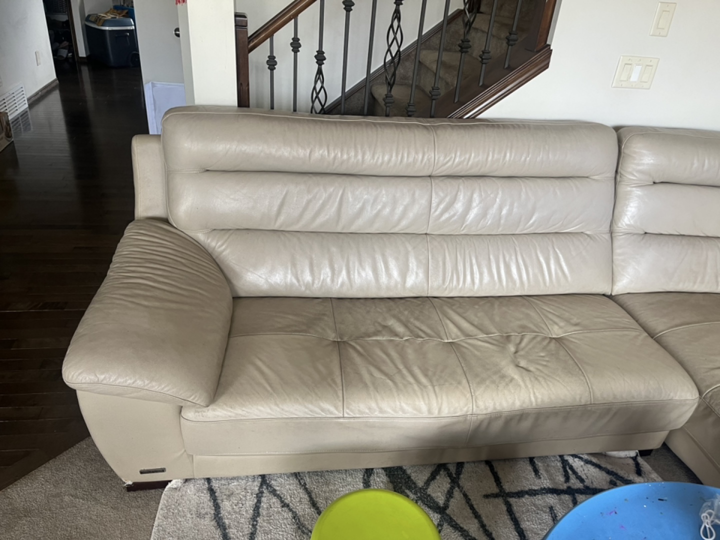 Leather Sectional Sofa - Beige