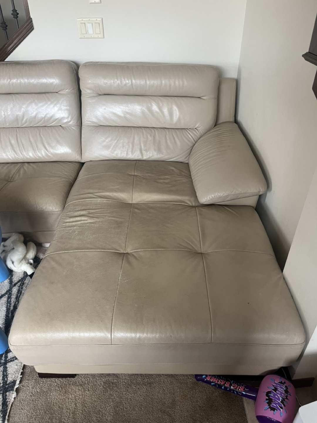 Leather Sectional Sofa - Beige - photo 2