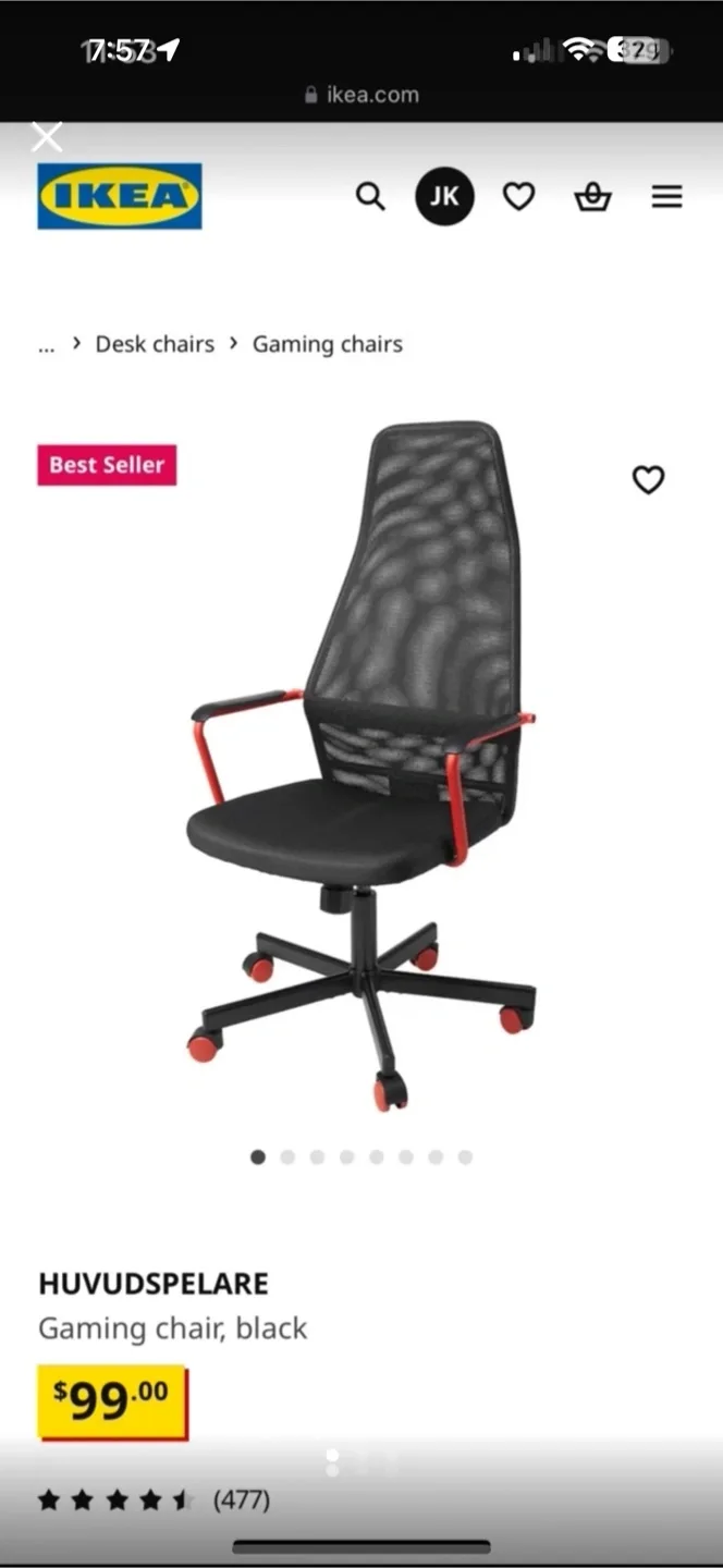 IKEA HUVUDSPELARE Gaming Chair, Black thumbnail