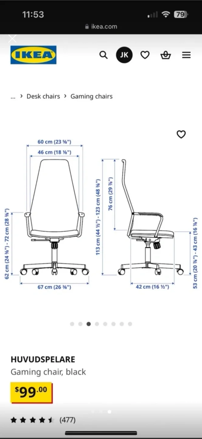 Moving sale! must go by today IKEA Gaming Chair, Black image indicator(3)